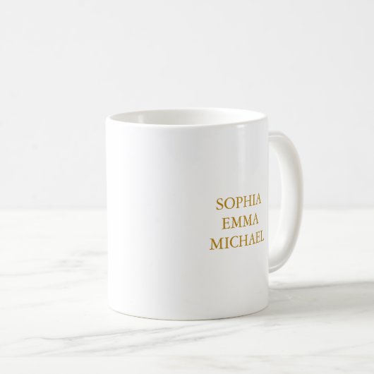 Mug Maman Est. Date avec les noms d'enfants Gold Scrip (Devant droit)
