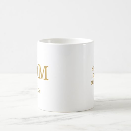 Mug Maman Est. Date avec les noms d'enfants Gold Scrip (Centre)