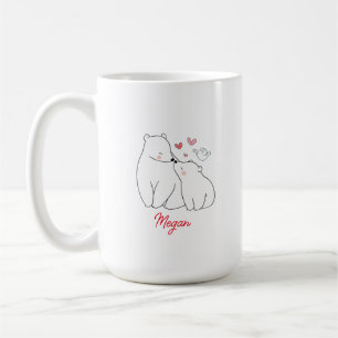 Mug Maman et bébé Coeurs d'ours minimaliste Personnali