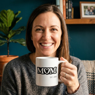 Mug Maman Établie Cœur Audacieux Noir et Blanc
