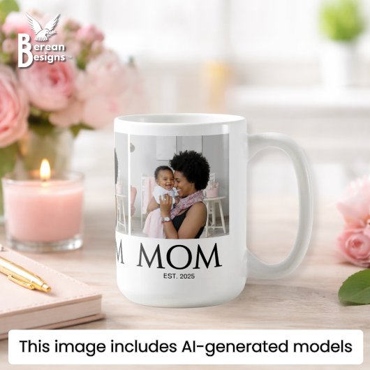 Mug Maman Établit Photo Blanche Caps Classique
