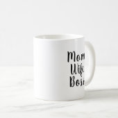 Mug Maman femme patron noir blanc script personnalisé  (Devant droit)