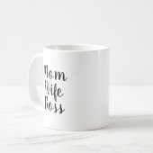 Mug Maman femme patron noir blanc script personnalisé  (Devant gauche)
