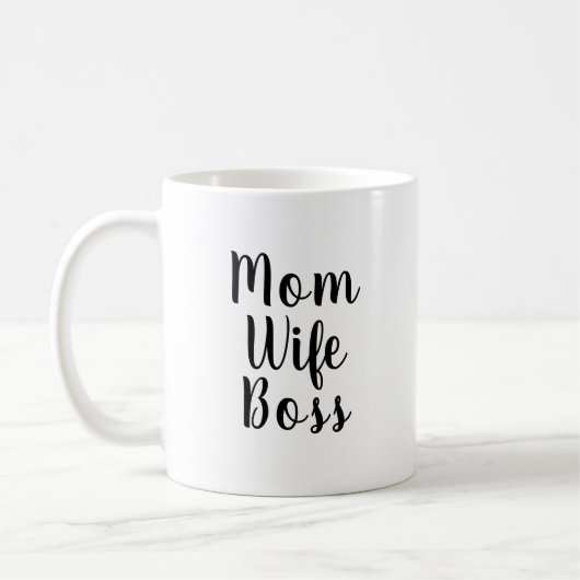 Mug Maman femme patron noir blanc script personnalisé  (Gauche)