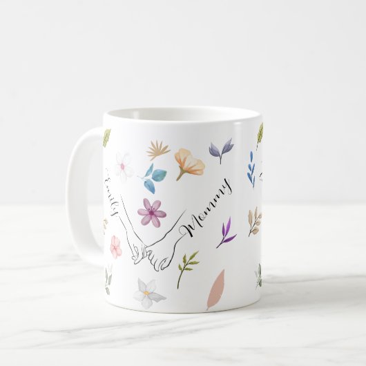Mug Maman fille florale moderne main (Devant gauche)