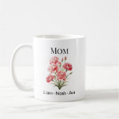 Mug Maman Fleur de naissance de janvier avec les préno (Gauche)