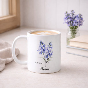 Mug Maman Fleur de naissance de juillet Pied-d'alouett