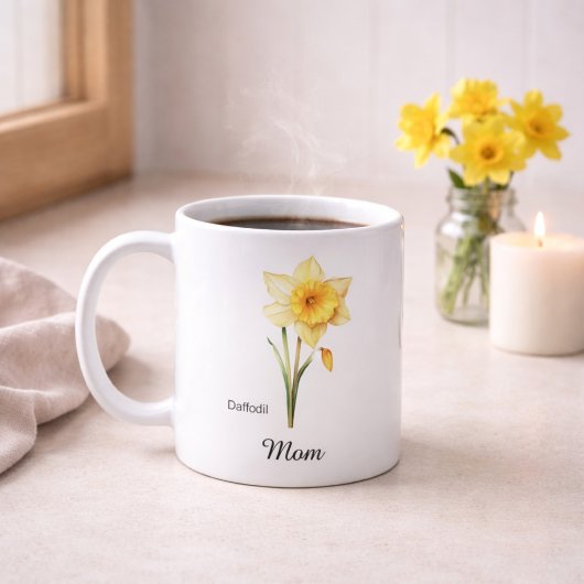 Mug Maman Fleur de Naissance de Mars Jonquille