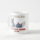 Mug Maman Frenchie Bleue Café Chaos Ronflement Design (Devant gauche)