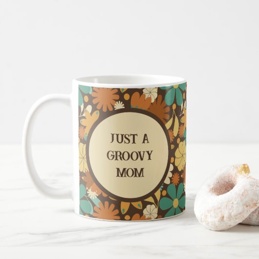 Mug Maman Groovy Floral Rétro Bohème (Avec donut)