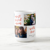 Mug Maman la plus aimée en rose moderne Script 6 Photo (Centre)