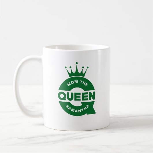 Mug Maman La Reine Vert Typographie Créative (Gauche)