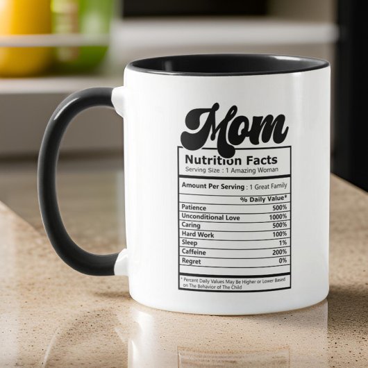Mug Maman La valeur nutritive Moderne Noir et Blanc Am