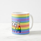 Mug Maman lesbienne du football (avec l'arc-en-ciel) (Devant droit)