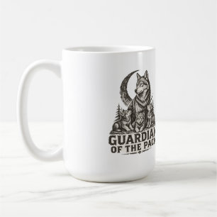 Mug Maman Loup et Louveteaux Forêt Lune Nature Graphiq