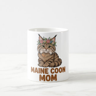 Mug Maman Maine Coon — Maine Coon Fluffy avec Fleur Co