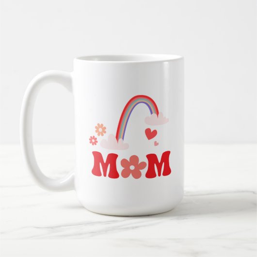 Mug Maman Mignon Arc-en-ciel Et Fleurs (Gauche)