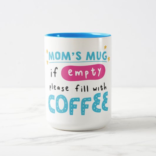 Mug Maman Mignon avec Message de Recharge de Café (Centre)