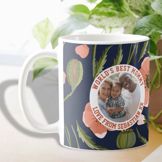 Mug Maman Modèle photo personnalisé Motif de fleurs