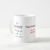 Mug Maman moderne Noms des enfants de mignons Coeurs C (Devant gauche)