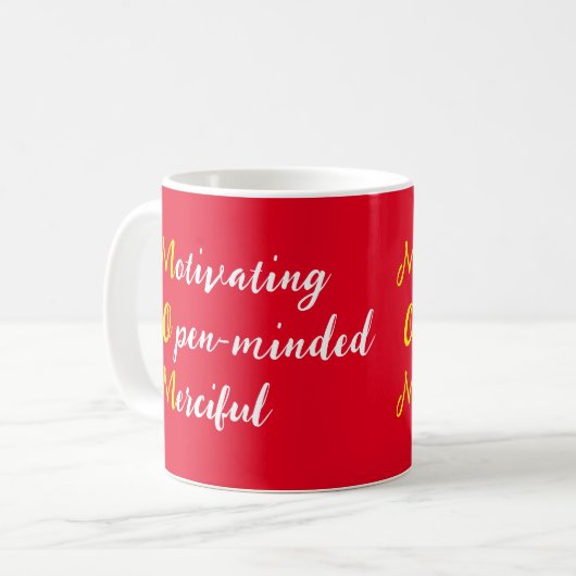 Mug Maman Motivant un texte plein d'ouverture d'esprit (Devant gauche)
