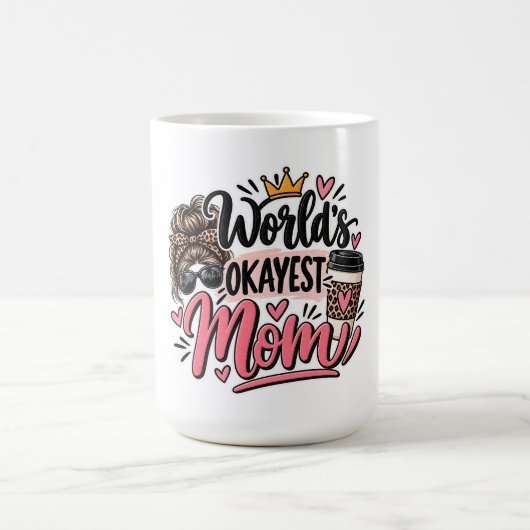 Mug Maman Moyenne du Monde Imprimé Léopard Chignon Déc (Centre)
