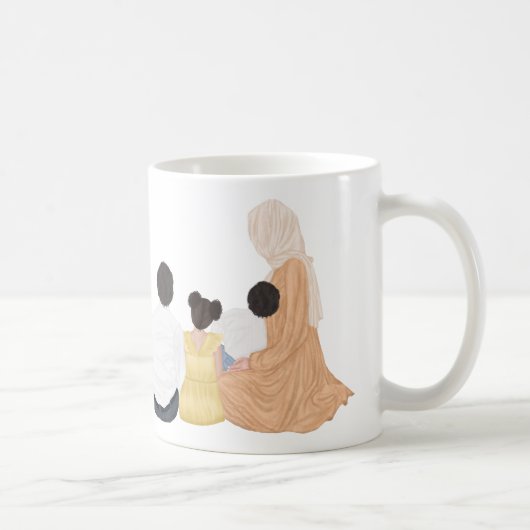 Mug Maman musulmane avec 2 fils et 1 fille Personnalis (Droite)