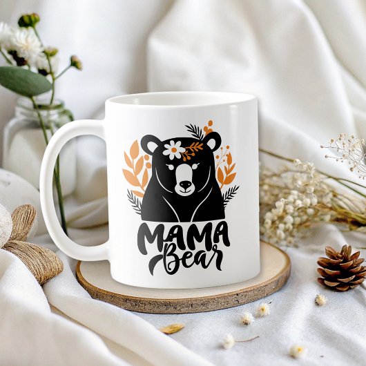 Mug Maman Ours Élégant Fleurs Maman