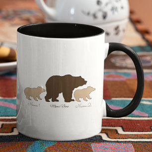 Mug Maman Ours Personnalisée Avec 2 Noms D'Enfants Cad