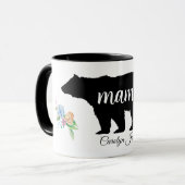 Mug Maman Ourse avec Fleurs et Nom (Devant gauche)