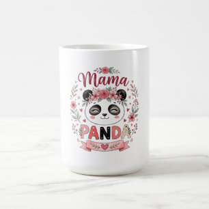 Mug Maman Panda mignonne avec des fleurs roses et des