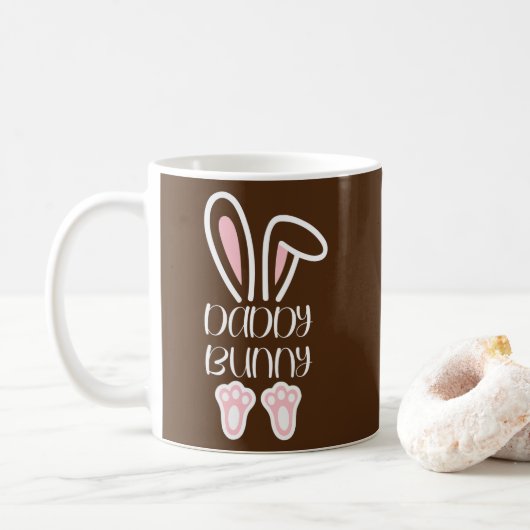 Mug Maman Papa Bunny Jour de Pâques Papa Pregnant Mama (Avec donut)
