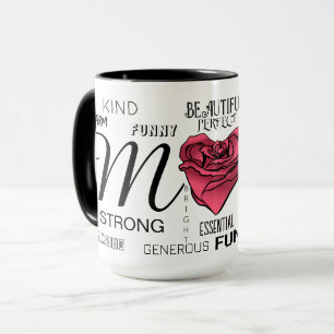 Mug Maman personnalisée avec rose et typographie en fo