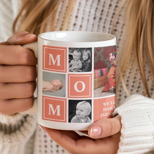 Mug Maman Photo Collage Coral Pink Fête des mères