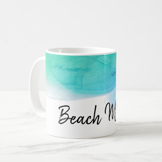 Mug Maman pour la plage d'aquarelle d'abrégé sur océan (Devant gauche)