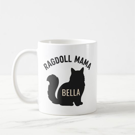 Mug Maman Ragdoll Chat Silhouette Nom Personnalisé (Gauche)