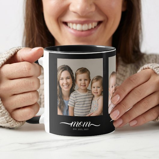 Mug Maman Script Établie Noir 3 Collage Photo