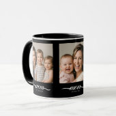Mug Maman Script Établie Noir 3 Collage Photo (Devant gauche)