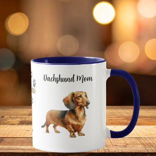 Mug Maman teckel empreintes de patte marrons Personnal