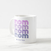 Mug Maman | Texte de style Disco rose et violet (Devant gauche)