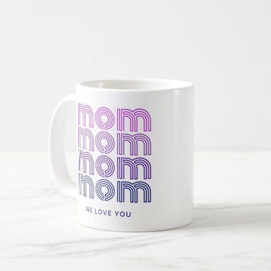 Mug Maman | Texte de style Disco rose et violet (Devant gauche)