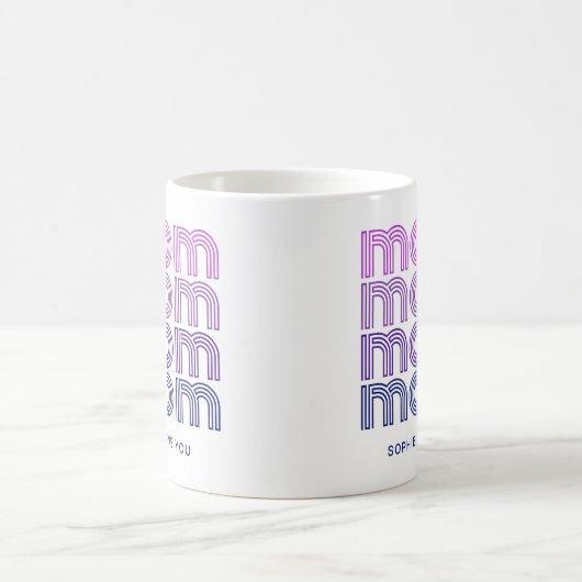 Mug Maman | Texte de style Disco rose et violet (Centre)