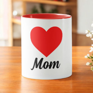 Mug Maman - Typographie de cœur rouge classique