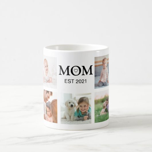 Mug Maman Typographie Famille Photo Collage (Centre)