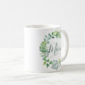 Mug Maman Vert Aquarelle Foliage Wreath (Devant droit)