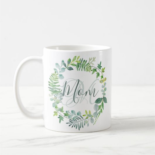 Mug Maman Vert Aquarelle Foliage Wreath (Gauche)