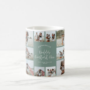 Mug Maman vert élégant moderne collage photo minime