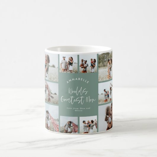Mug Maman vert élégant moderne collage photo minime (Centre)