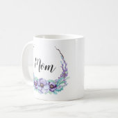 Mug Maman Violet Pourpre Fleurs Aquarelle Délicate (Devant gauche)