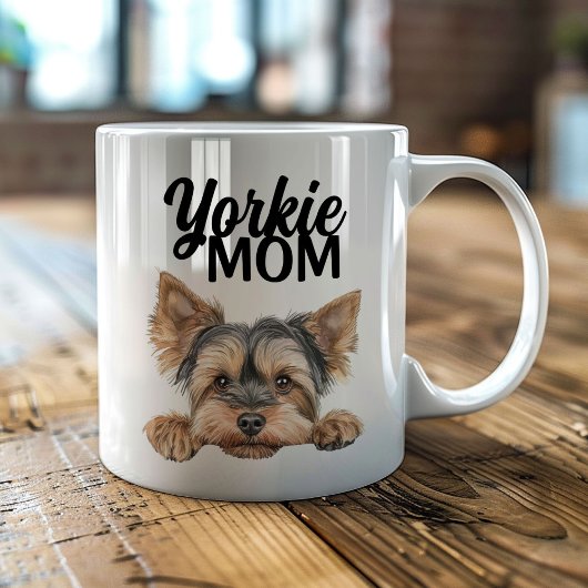 Mug Maman Yorkie Mignonne Qui Regarde Yorkie